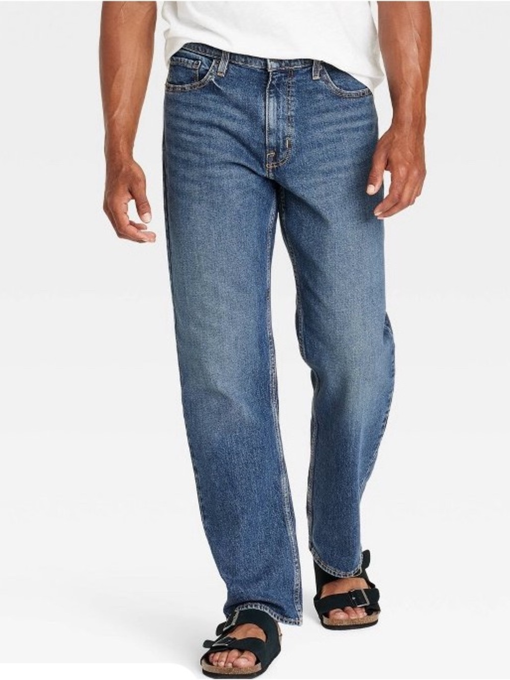 Men's Relaxed Fit Jeans - Goodfellow & Co Indigo 30x30 Mid Rise, Stretch